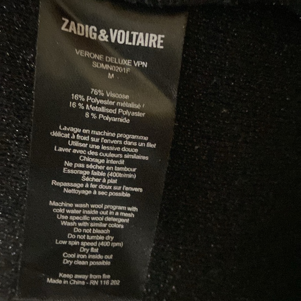 Zadig Voltaire Black Metallic Cardigan size medium - Picture 7 of 8
